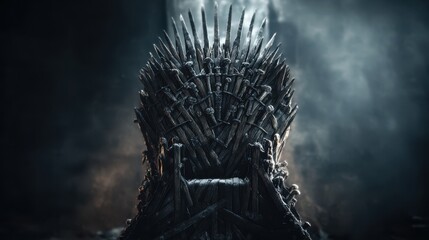 Wall Mural - stunning photo of medieval iron throne forged from weapons.