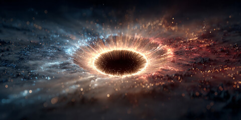 Wall Mural - Dramatic visual representations of black holes or eclipses with glowing energy rings