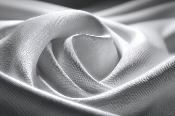 Wall Mural - Elegant close-up of textured white fabric with graceful folds and shadows