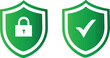 © M AhmedBilal - secure shield security, green shield with padlock, green sheild with security, Green Security Shield Icons with Lock and Check Mark,