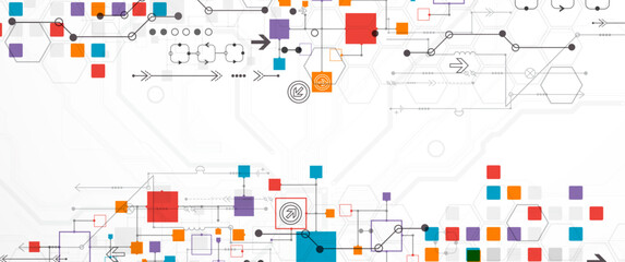 Wall Mural - abstract technology concept. circuit board, high computer color background. vector illustration with