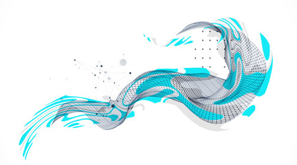 Wall Mural - the abstract wave is made in a frame style. template for science and technology presentation. vector