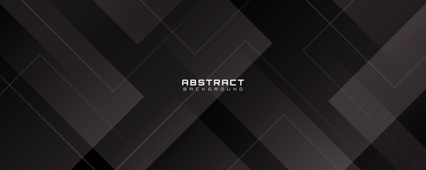 Wall Mural - 3d black abstract background overlap layer on dark space with random squares effect decoration. mode