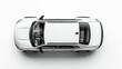 © Akash Tholiya - Isolated simple and metallic SUV car with open doors from top view on a white background that is easily removable