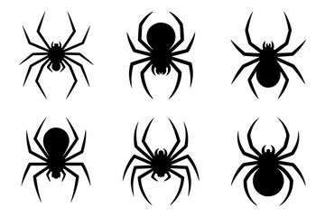 black spider silhouettes for spooky design or Halloween-themed projects
