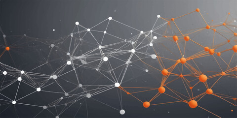 Abstract background with stars and circles, a pattern of molecular lines, network connection, and digital data communication