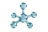 Glass molecule structure rotating on transparent background, perfect for science and technology projects