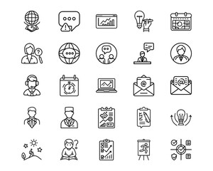 Wall Mural - project management line vector icons