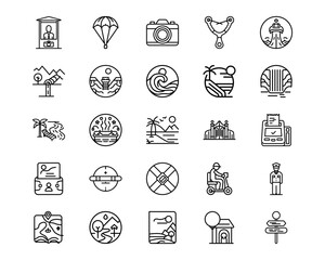 Wall Mural - amusement park line vector icons