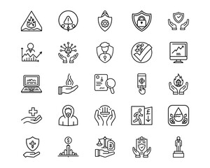 Wall Mural - risk management line vector icons