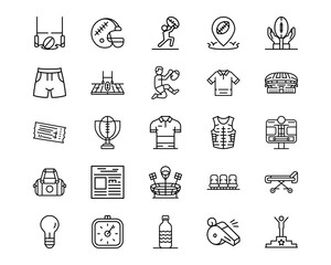 Wall Mural - rugby line vector icons