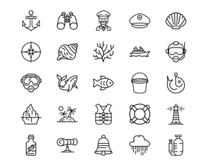 Wall Mural - ocean line vector icons