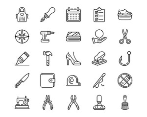 Wall Mural - Shoemaker Line Vector Icons