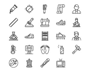 Wall Mural - shoemaker line vector icons