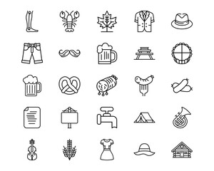 Wall Mural - oktoberfest line vector icons