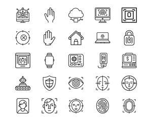 Wall Mural - biometrics line vector icons