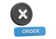 © タンロック - 3D Rendered Cancel Coin Icon with Blue Order Button on Transparent Background