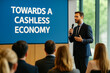 © thodonal - Business speaker presenting about cashless economy in conference room