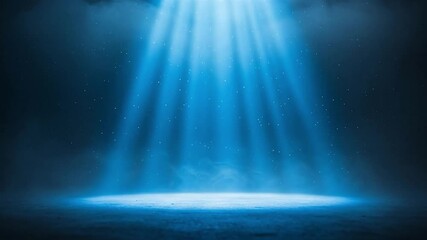Wall Mural - Blue spotlights illuminate a misty stage under a starry sky