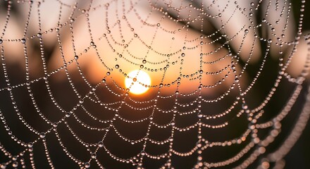 spider web with dew drops