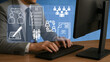 © gallery - Online documentation database and document management system concept, digital upload and download symbols