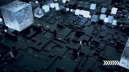 Abstract Digital Landscape Cubes and Circuitry in Futuristic Design