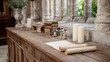 © nani - Ancient Scrolls and Books on Wooden Table in Historic Setting