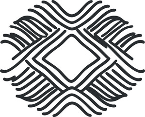 Wall Mural - abstract black and white geometric pattern with curved lines forming symmetrical rhombus shapes