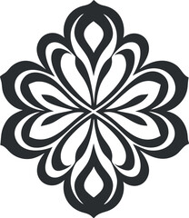 Wall Mural - black and white symmetrical floral ornament pattern with elegant decorative design elements