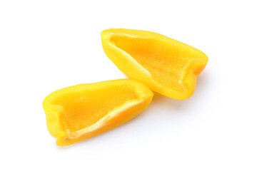 Wall Mural - pieces of yellow bell pepper on white background