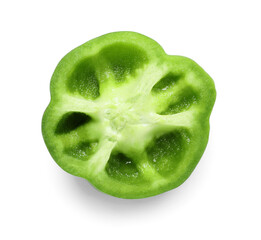 Wall Mural - Cut green bell pepper on white background