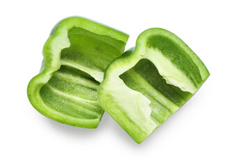 Wall Mural - cut green bell pepper on white background