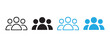 © CreatetiveDesignX - Team And Community Icon Set. 4 Stylized User Group Symbols in Black and Blue for UI & App Design.