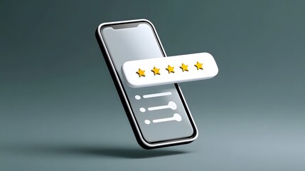 Wall Mural - smartphone with digital review and rating display
