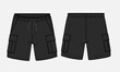 © VectorVive - Sweat shorts pant vector illustration black color template front and back.