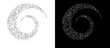 © Mykola Mazuryk - Modern abstract background. Halftone dots in spiral form. Round logo, design element or icon. Vector dotted frame. A black figure on a white background and an equally white figure on the black side.