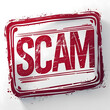 © RaftPhotos - Grunge style red ink stamp with the word SCAM isolated on a white background, a concept for fraud, warning, and alert