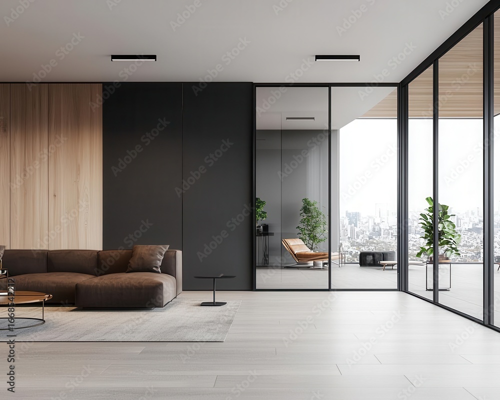 Luxury penthouse with integrated AI home system, smart glass windows ...