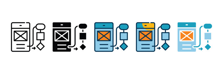 User Flow Icon Set Multiple Style Collection