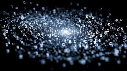 Floating Digital Numbers on Black Background, Data Visualization Concept