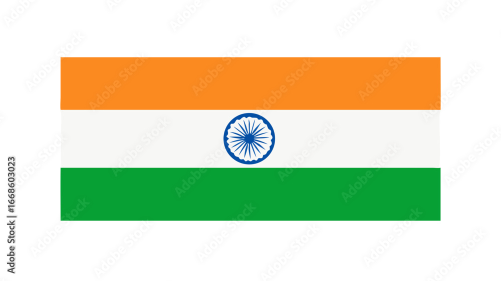 flat design india flag icon vector illustration .The flag of India. Flag icon. Standard color. Standard size. A rectangular flag. india national simple flag, indian state flag vector illustration.