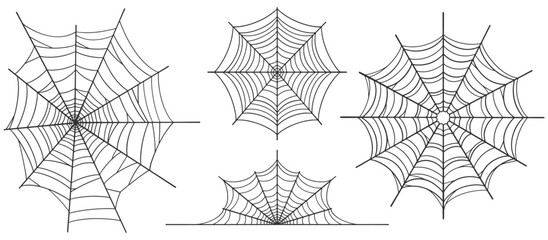 Wall Mural - Vector Set of spider web on white