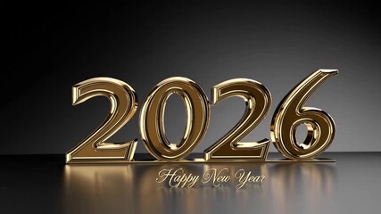 Three-Dimensional Gilded 2026 Illustration, Joyous New Year Design Component for Calendar