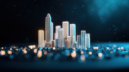 Wall Mural - Planning Futuristic city design planning with augmented reality and holographic blueprints.