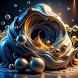 © Graphic Leading  - 3d render, abstract  background with gold and black balls.Abstract background with colorful glass balls. 3D rendering. Futuristic technology style.