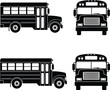 © Aly - Black silhouette of a school bus from side and front views