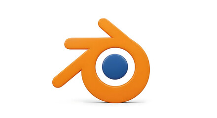 a blender logo featuring an orange abstract shape with a blue circle in the center on a white backgr