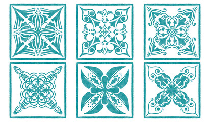  Vintage Decorative Tile Collection in Teal