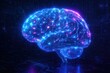 © Oleg - A futuristic brain made of interconnected circuitry glows with vibrant neon lights against a dark background