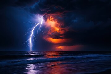 Wall Mural - A Spectacular Storm Over the Ocean